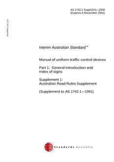 AS 1742.1 SUPP 1(INT)-2000 AS 1742.1 SUPP 1(INT)-2000
