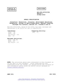 MIL MIL-DTL-83723/93D Notice 1 - Validation 1