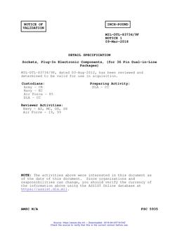 MIL MIL-DTL-83734/9F Notice 1 – Validation 1 MIL MIL-DTL-83734/9F Notice 1 - Validation 1