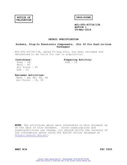 MIL MIL-DTL-83734/13E Notice 1 - Validation 1