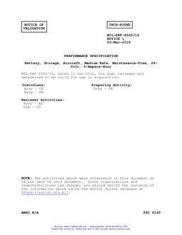 MIL MIL-PRF-8565/16 Notice 1 - Validation 1